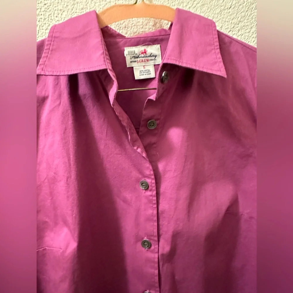 J. Crew Haberdashery Top Women Purple Cotton Long Sleeve Button Up Size Small